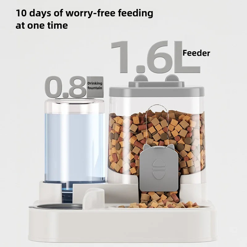 Cat 04 Dog Bowl Automatic Feeder with Spill Proof Design with Water Fountain Pet Food Dispenser for Small Medium Large Cats Dogs