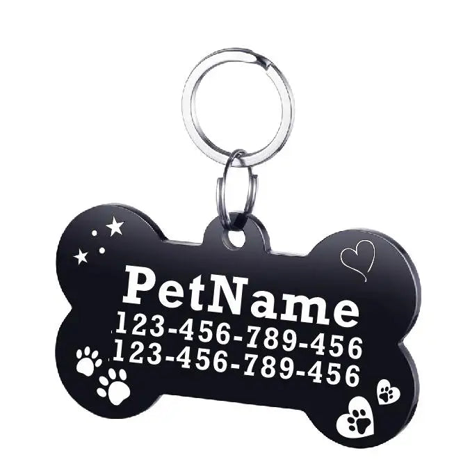 Customized Dog ID Tag Stainless Steel Pet Collar Accessory Personalized Puppy Cat Name Tag Custom Pet Products Supplies
