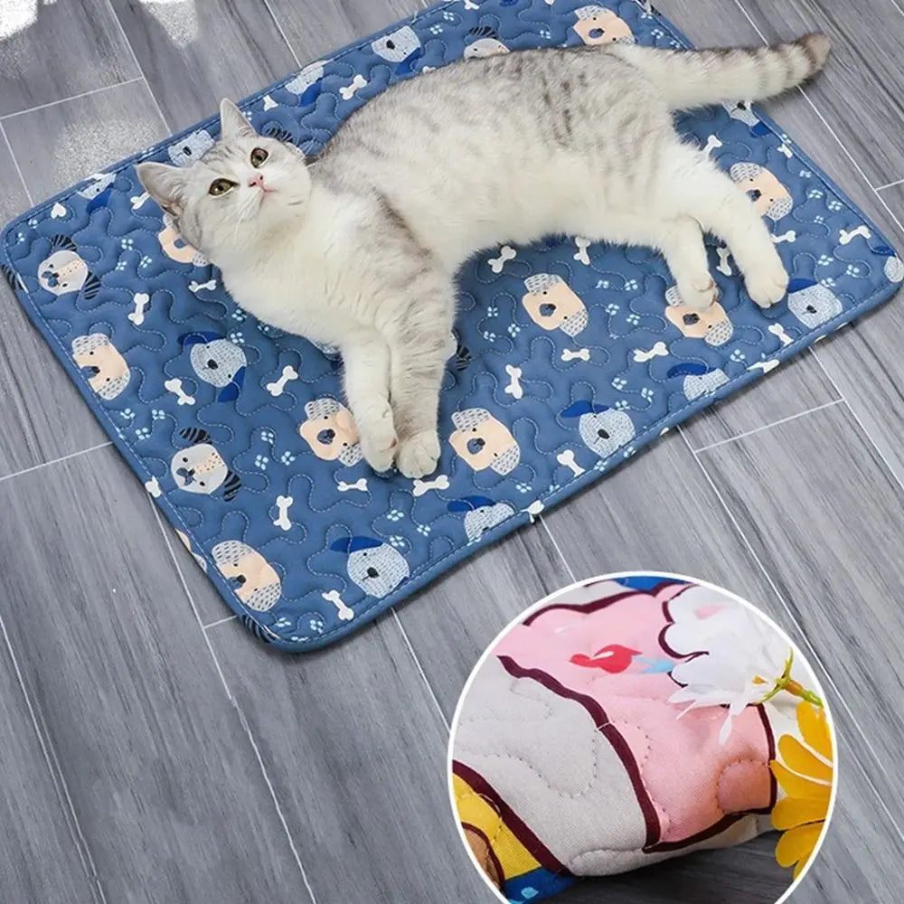 Cute Washable Dog Cooling Mat Summer Pad Breathable Pet Cold Bed Pet Ice Pad Blanket Dog or Cat Sleeping Pad Pet