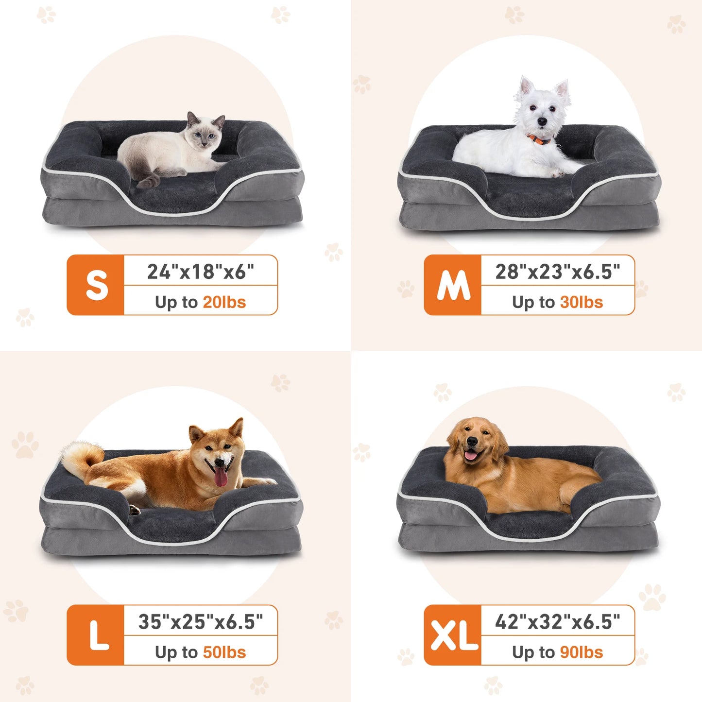 Othopedic Dog Bed Memory Foam Pet Bed for Small Dogs & Cats with Washable Removable Cover Non-Slip Base Waterproof Liner