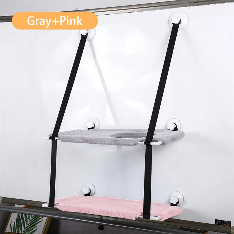 Hanging Double-layer Velvet Cat Suspension Bed Winter Warm Nest Window Suction Cup Suspension Pet Supplies 20kg Cat Accessories
