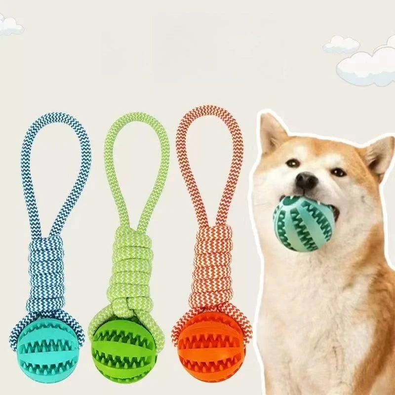 Interactive Dog Toy Tug Rope, Treat Dispenser Ball, Chew Toy for Large Breeds, Durable & Dental Health (Colors Vary)