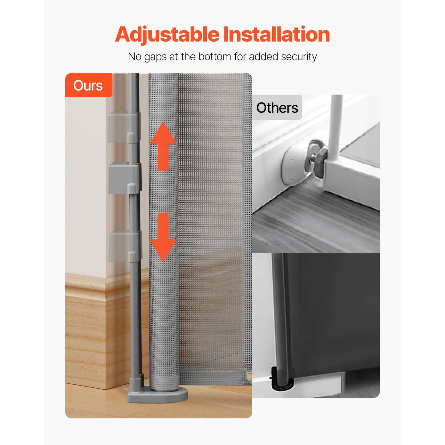 55/71/110in Retractable Baby Gate 34in Tall Extends Wide Retractable Gate for Kids Pets Mesh Material Easy to Install