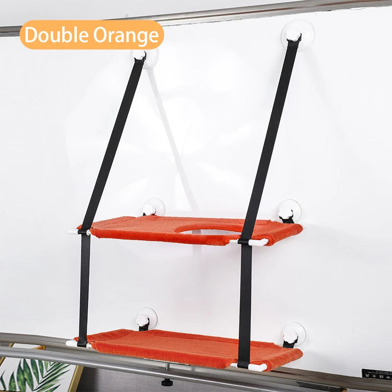 Hanging Double-layer Velvet Cat Suspension Bed Winter Warm Nest Window Suction Cup Suspension Pet Supplies 20kg Cat Accessories