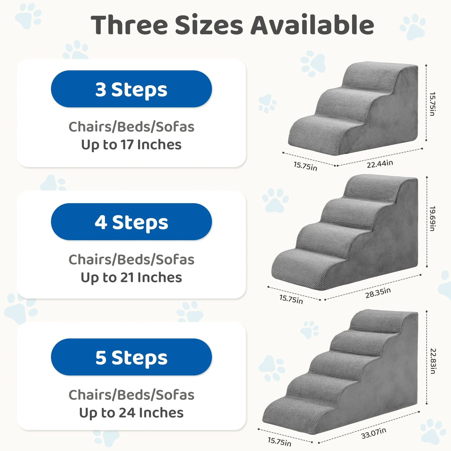 3-5 Step High-Density Foam Dog Stairs Ramp for Small Dogs Curved Pet Dog Steps Indoor Non-Slip Pet Ladder Ramp Stairs