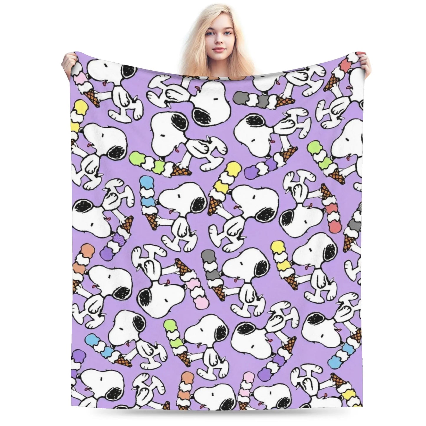 Snoopy & Woodstock Pattern Blankets  Fleece Funny Soft Throw Blankets for Bedspread  Winter