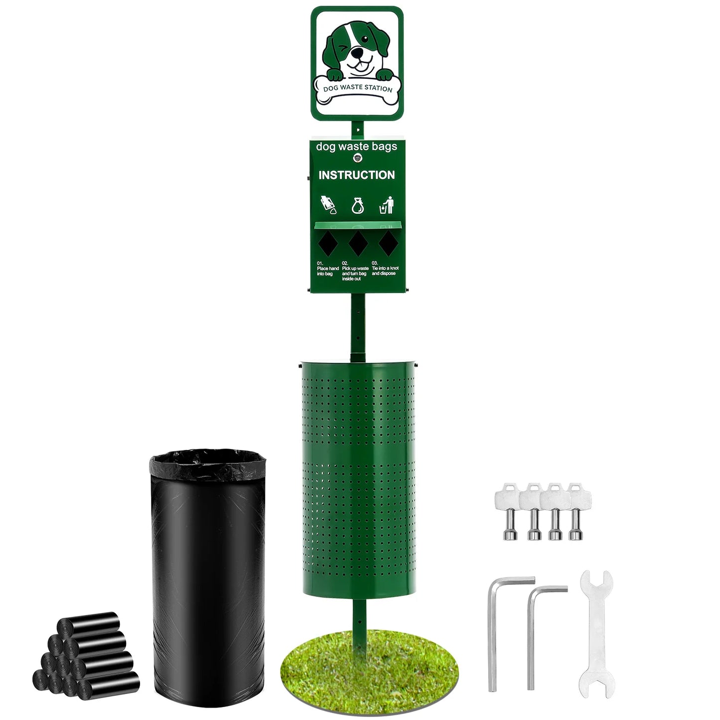Dog Waste Station with Hand Wash Bottle Commercial Dog Poop Station Bag Dispenser Dog Waste Disposal System for Outdoor