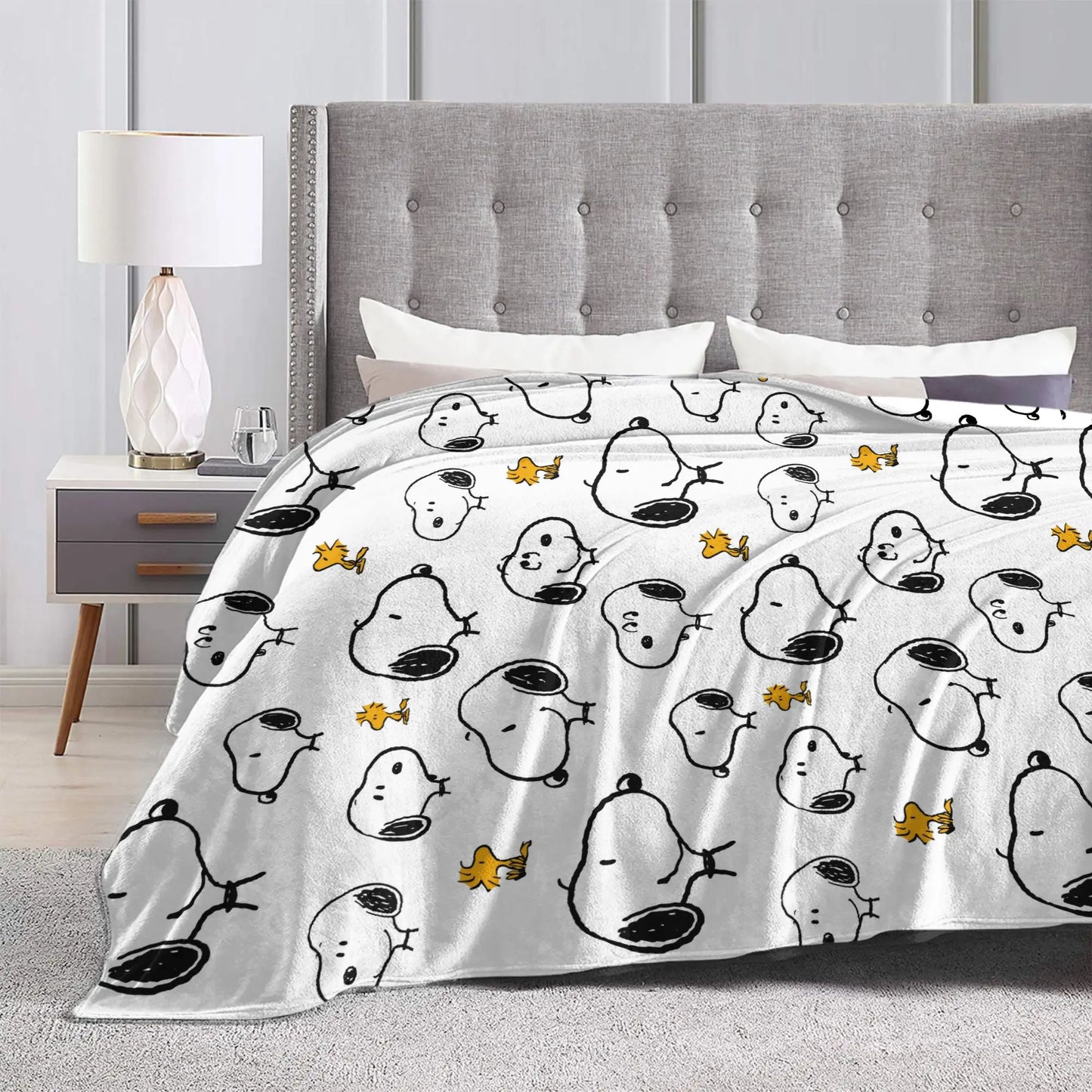 Snoopy & Woodstock Pattern Blankets  Fleece Funny Soft Throw Blankets for Bedspread  Winter