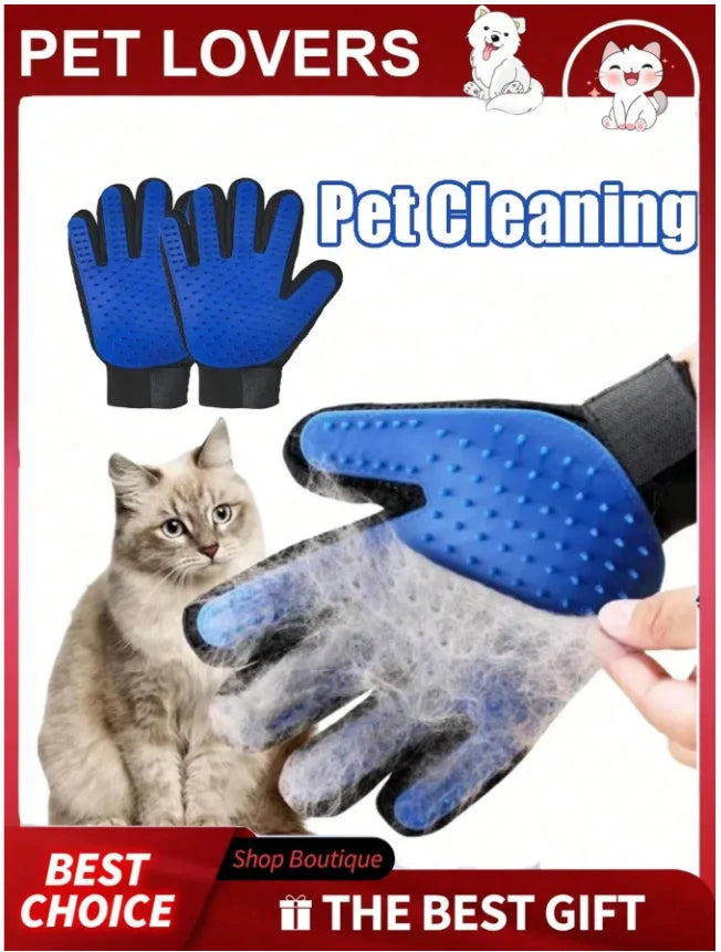 Pet Grooming Kit Pet Hair Remover Glove + Bath Brush Set Dog Cat Massage Shower Brush Pet Deshedding Glove For Dogs Cats