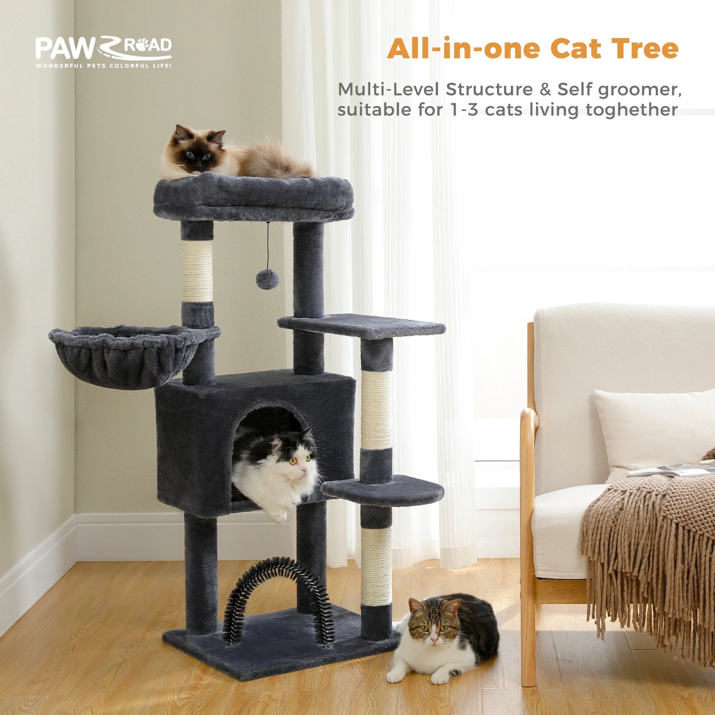 Multi-Level Cat Tree Tower with Sisal Scratching Posts and Pad Soft Top Perch Large Cat Condo for Indoor Cat Scratchers Cat Toys