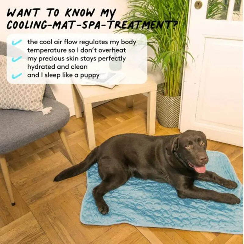 Cooling Pet Mat Breathable Washable Summer Pad Dog Cat Self Cool Blanket for Kennel Crate and Bed Sleeping Ice Silk