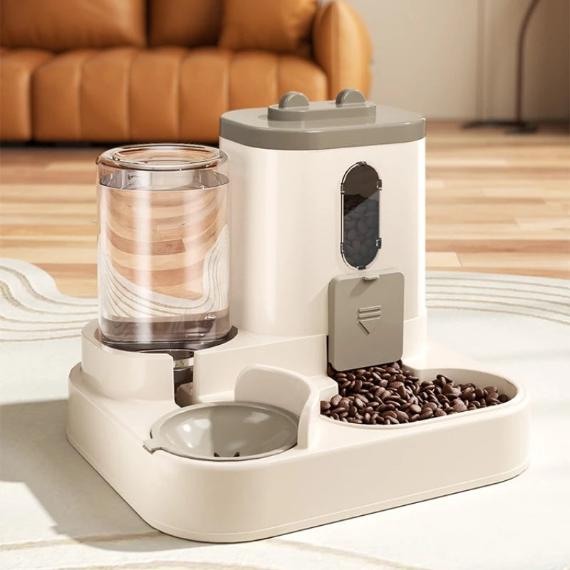 Cat 04 Dog Bowl Automatic Feeder with Spill Proof Design with Water Fountain Pet Food Dispenser for Small Medium Large Cats Dogs