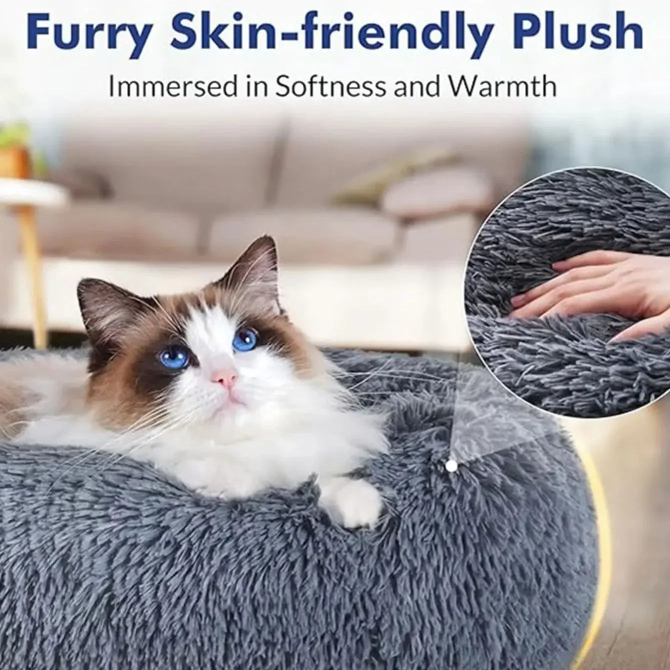 40-90cm  - 6 Sizes Round Pet Bed for Large Dog Bed Super Soft Cat Bed Plush Dog House for Medium Dog House Winter Warm Sleeping