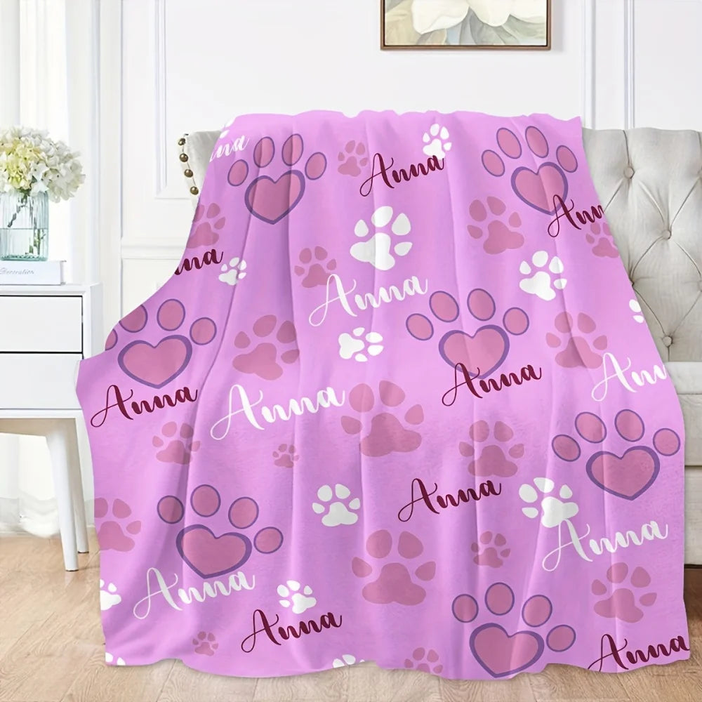 1pc Personalized Custom Pet Blanket Name, Soft And Comfortable Multifunctional Custom Gift Blanket, Gift for Dog And Dog Lovers