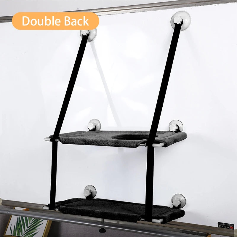 Hanging Double-layer Velvet Cat Suspension Bed Winter Warm Nest Window Suction Cup Suspension Pet Supplies 20kg Cat Accessories