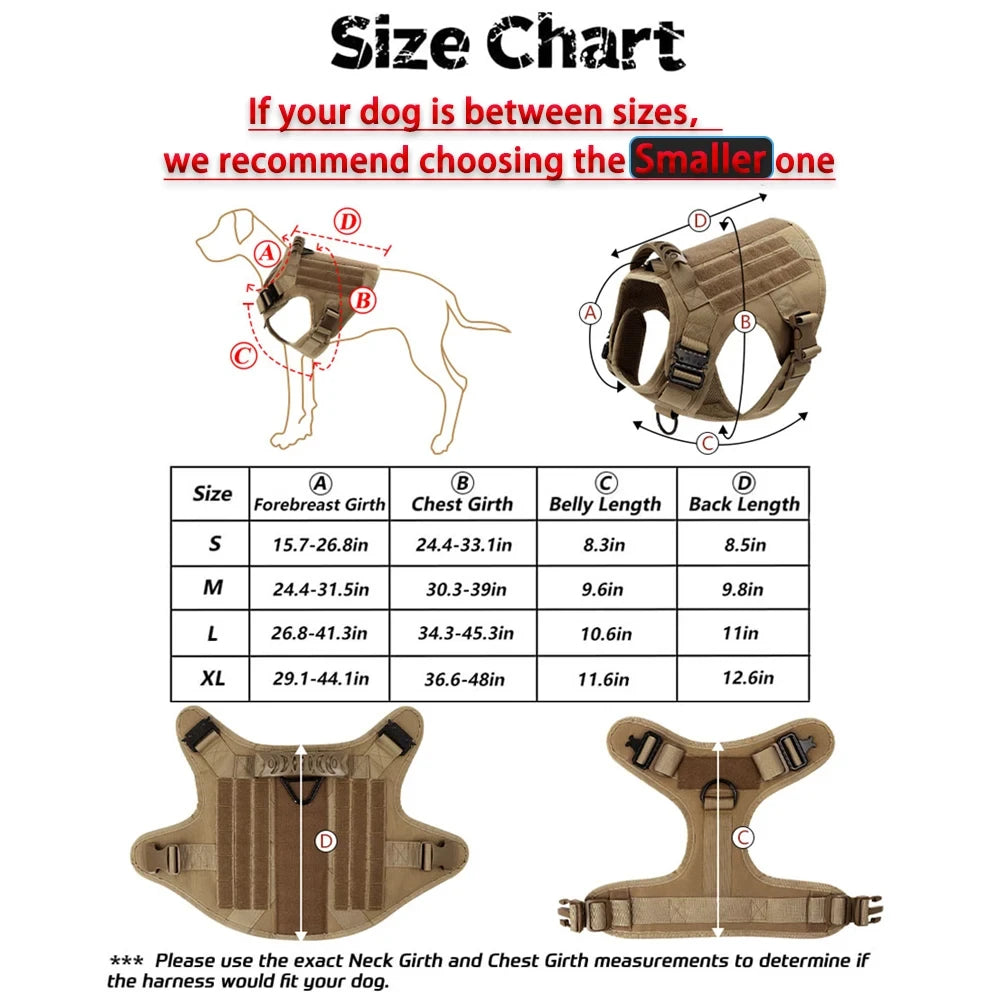 Dog Harness Collar Set Adjustable Tactical Dog Vest Harness And Durable Nylon Dog Collar Combo For Small Medium Large Dogs Outdoor Walking Training