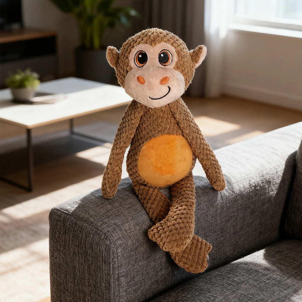 Pet Bite-Resistant Plush Interactive Toy with Sound, Cartoon Monkey Design, Suitable for Large, Medium, and Small Pets Such as Cats and Dogs, Double-Layer Fabric, Built-In Airbag