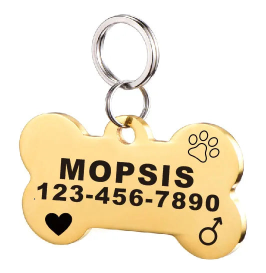 Customized Dog ID Tag Stainless Steel Pet Collar Accessory Personalized Puppy Cat Name Tag Custom Pet Products Supplies