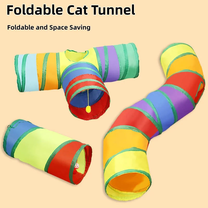 Foldable Cat Tunnel Tube Interactive Fun Kitty Training Toy Boredom Buster for Puppy Kitten Pet Supplies Cat Accessory