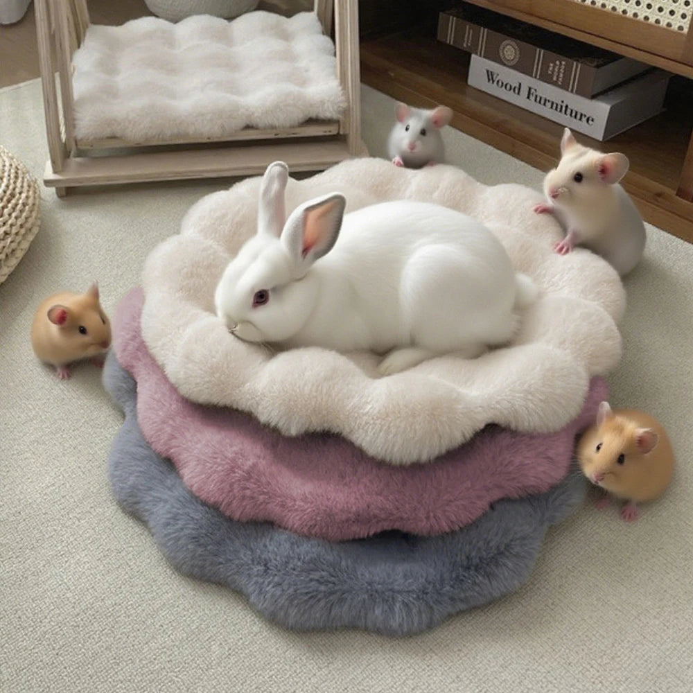Winter Plush Cat Bed Mat Round Pet Bed for Cats Small Dogs Fleece Pet Sleeping Mat Kitten Puppy Nest Pet Cushion Cat Accessories