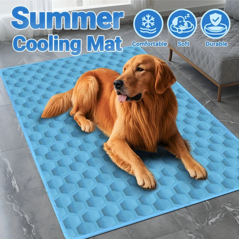 Dog Cooling Mat Summer Washable Portable Pet Coolings Pad for Dogs Cat Ice Silk Blanket Sofa Breathable Sleeping Mat