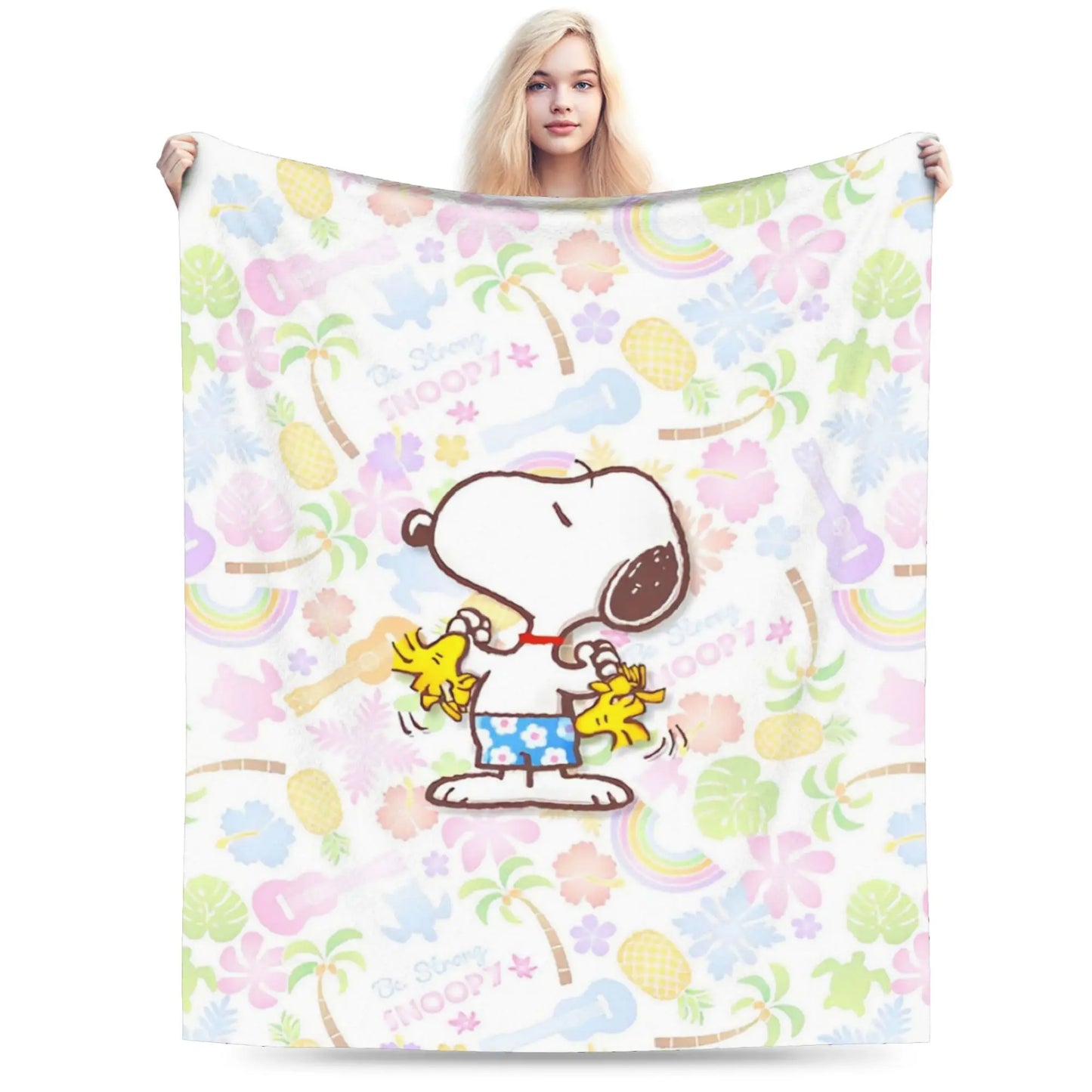 Snoopy & Woodstock Pattern Blankets  Fleece Funny Soft Throw Blankets for Bedspread  Winter