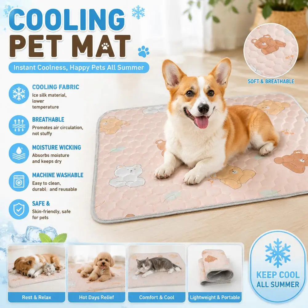 Pet Mat Reusable Washable Ice Silk Crate Pad Sofa Cushion Heat-Relief Blanket Protector for Dog Cat Car Travel Office Access