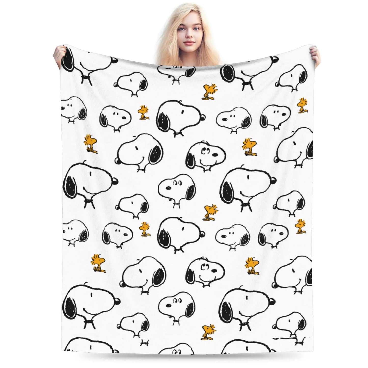 Snoopy & Woodstock Pattern Blankets  Fleece Funny Soft Throw Blankets for Bedspread  Winter