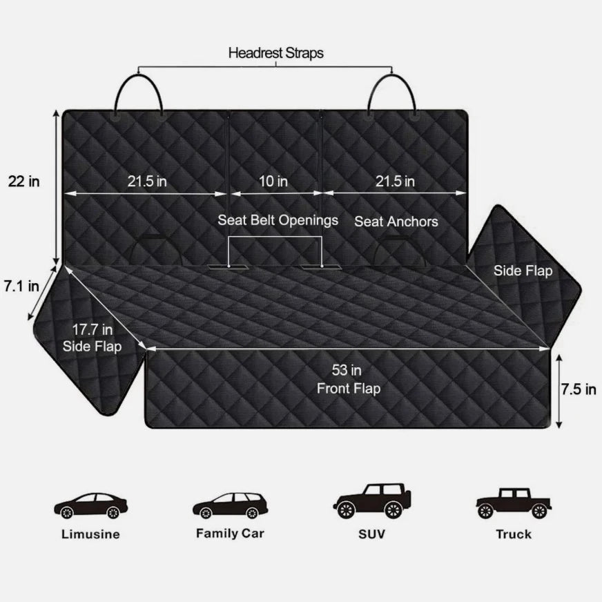 Universal Dog Car Seat Cover Waterproof Back Seat Protector Non-Slip of SUV Pet Travel Seat Protection Cover with 2 Extra Leashe
