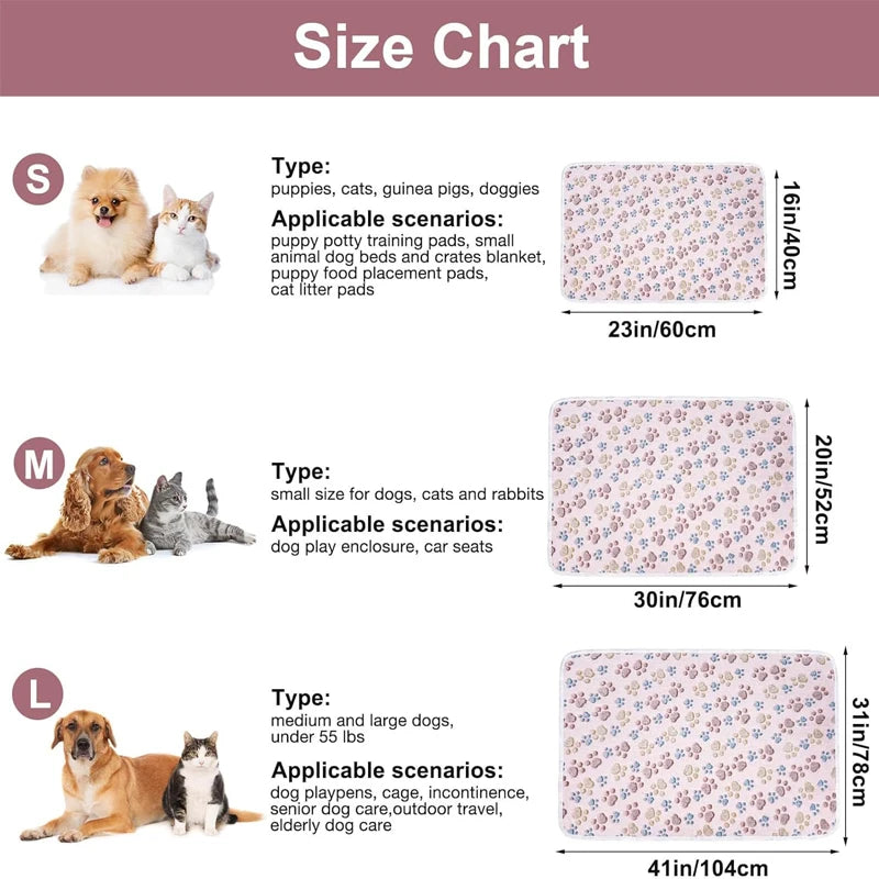 Pet Blanket Cute Dog Paw Print Blanket Pet Mat Warm Comfortable Blanket for Cat Dogs Soft Fluffy Pet Mat Flannel Dog Blanket
