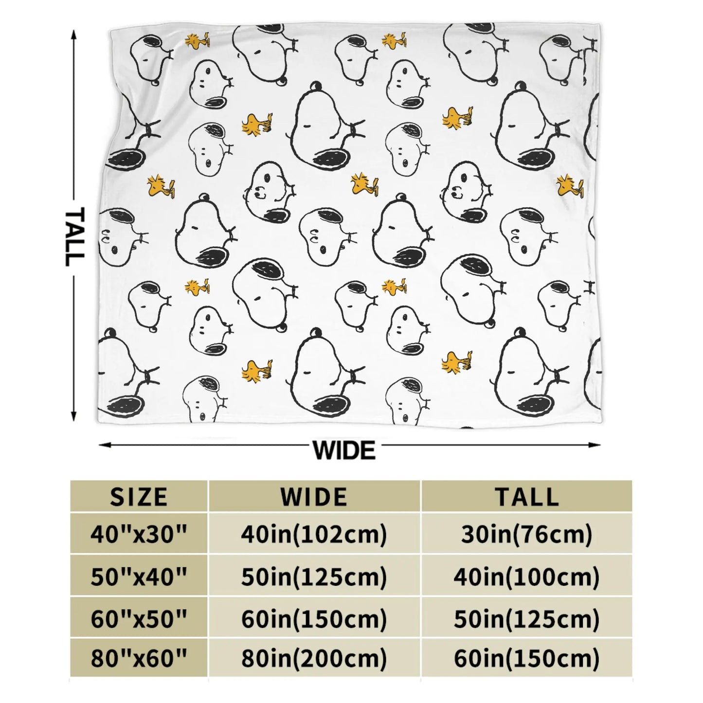 Snoopy & Woodstock Pattern Blankets  Fleece Funny Soft Throw Blankets for Bedspread  Winter