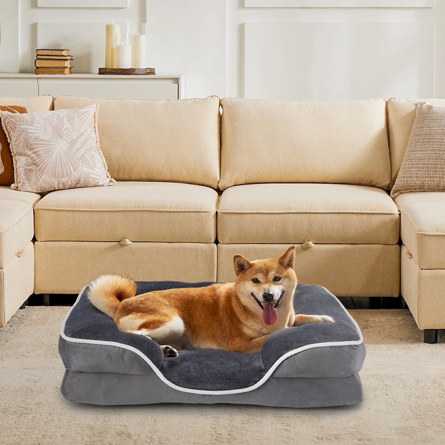 Othopedic Dog Bed Memory Foam Pet Bed for Small Dogs & Cats with Washable Removable Cover Non-Slip Base Waterproof Liner