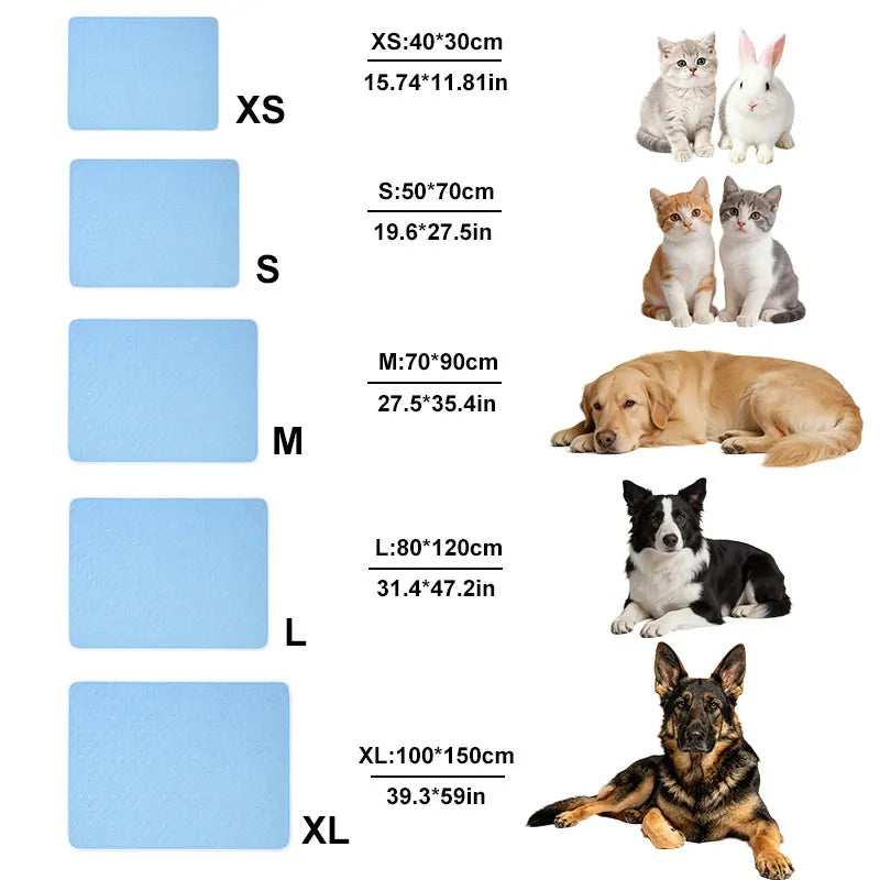 Summer Cooling Pad For Pet Cat or Dog Blanket Breathable Comfortable Pet Bed Washable Ice Feeling Pad For Small Large Dogs Pets
