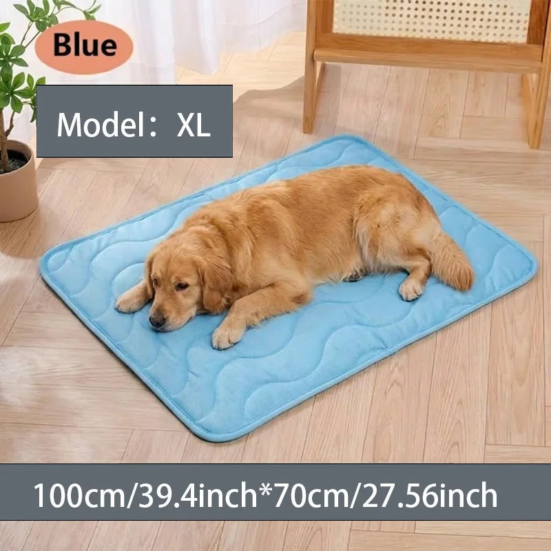 Cooling Cat Mat Summer Pad Mat For Dogs Cat Ice Silk Blanket Sofa Breathable Pet Dog Bed Summer Washable For Small Large Dog Cat
