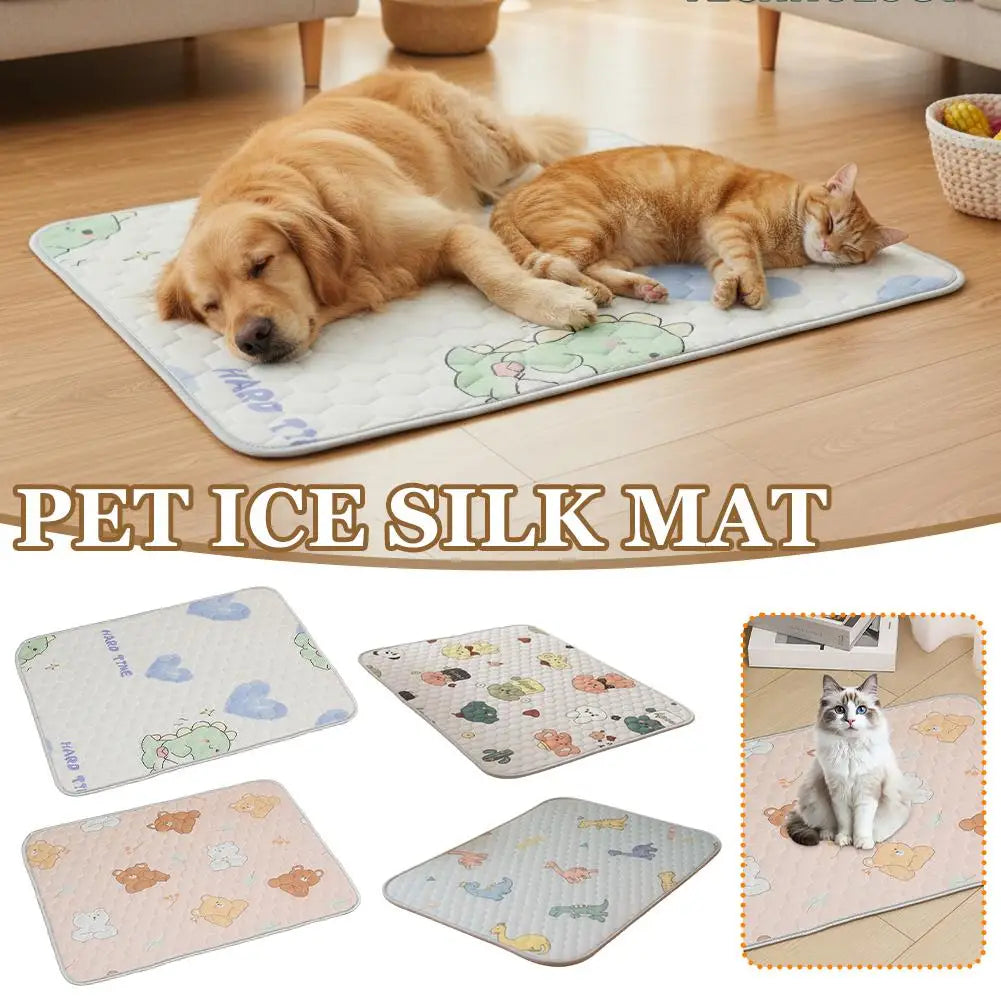 Pet Mat Reusable Washable Ice Silk Crate Pad Sofa Cushion Heat-Relief Blanket Protector for Dog Cat Car Travel Office Access