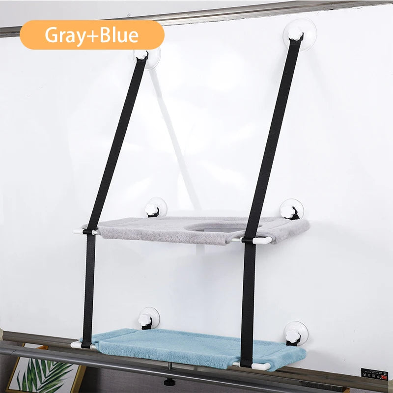 Hanging Double-layer Velvet Cat Suspension Bed Winter Warm Nest Window Suction Cup Suspension Pet Supplies 20kg Cat Accessories