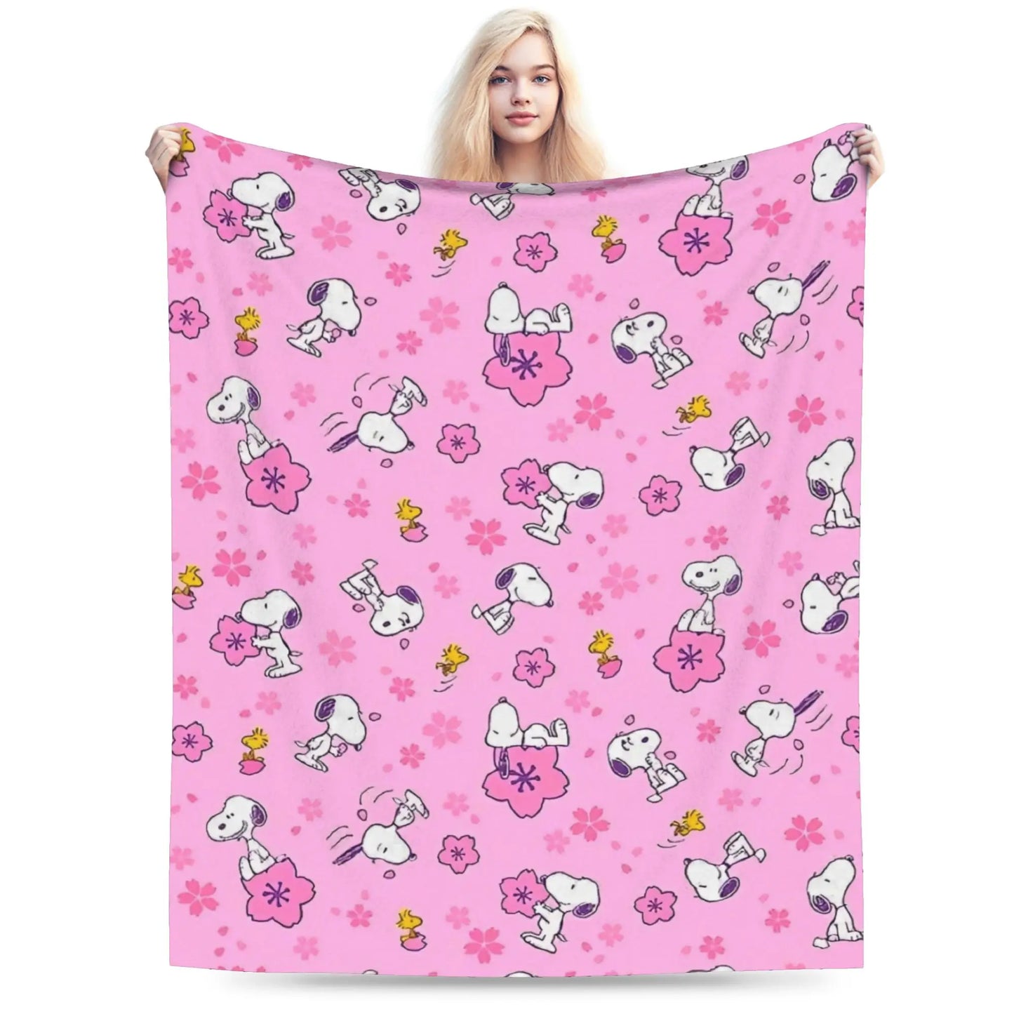 Snoopy & Woodstock Pattern Blankets  Fleece Funny Soft Throw Blankets for Bedspread  Winter