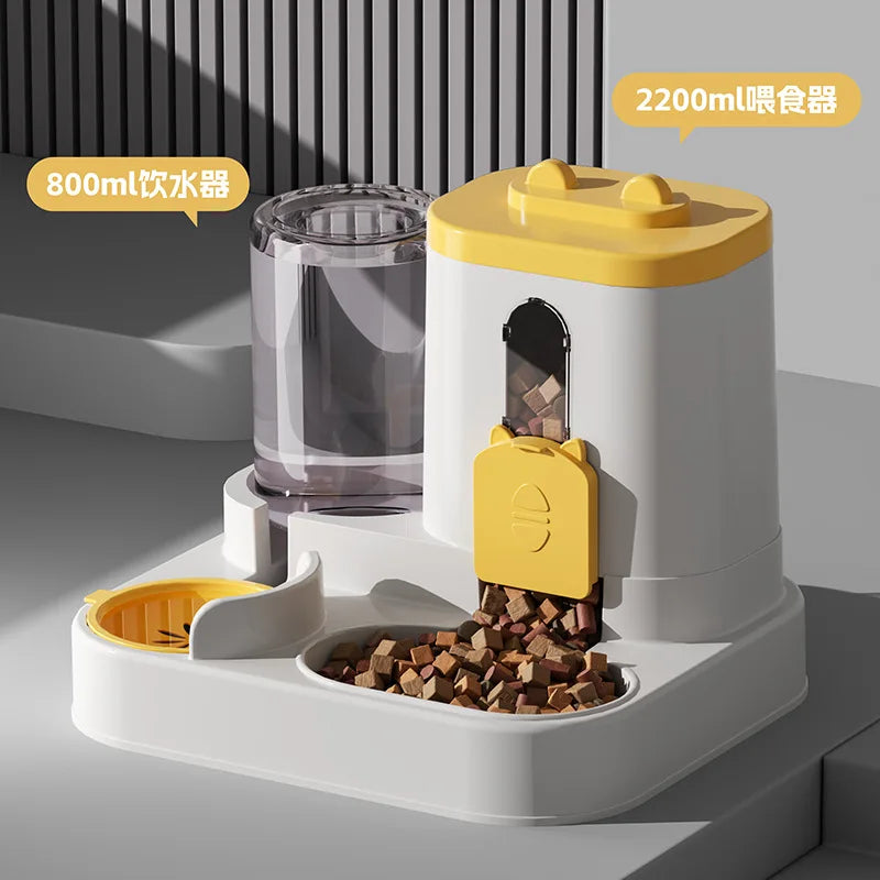 Cat 04 Dog Bowl Automatic Feeder with Spill Proof Design with Water Fountain Pet Food Dispenser for Small Medium Large Cats Dogs