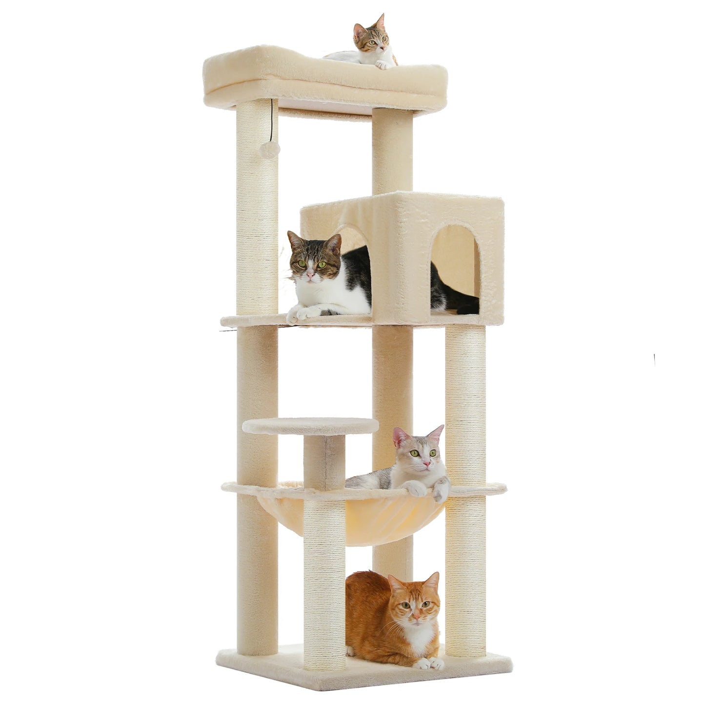 Large Cat Tree with Thick Scratching Posts Large Condo Hammock Heavy Duty Cat Tower for Big Adult Cats Plush Cat Furniture Toys