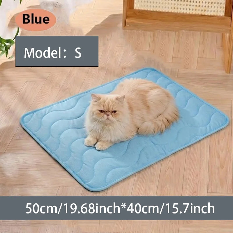Cooling Cat Mat Summer Pad Mat For Dogs Cat Ice Silk Blanket Sofa Breathable Pet Dog Bed Summer Washable For Small Large Dog Cat