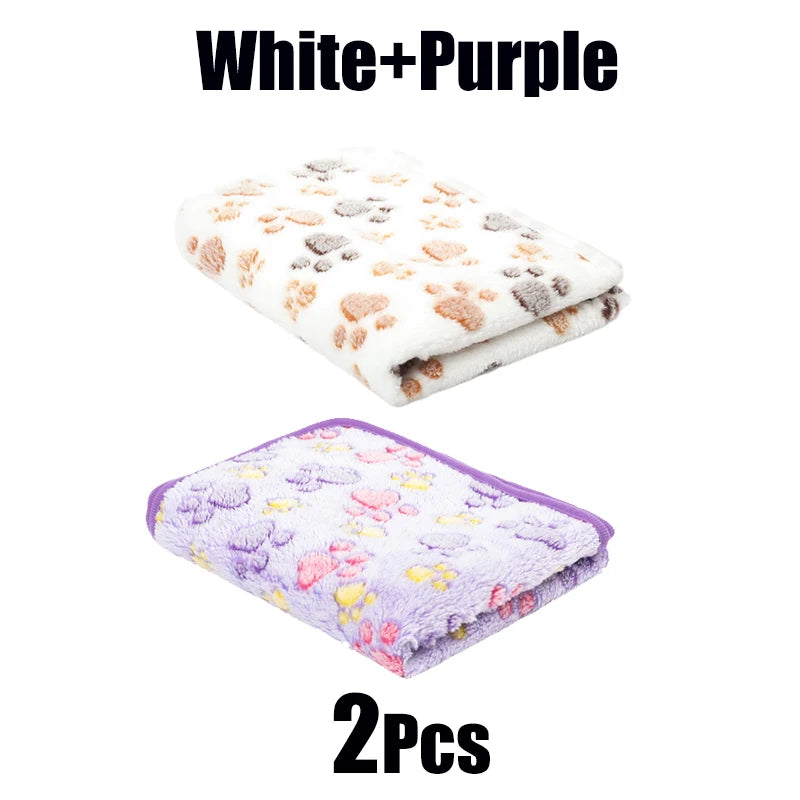 Pet Blanket Cute Dog Paw Print Blanket Pet Mat Warm Comfortable Blanket for Cat Dogs Soft Fluffy Pet Mat Flannel Dog Blanket