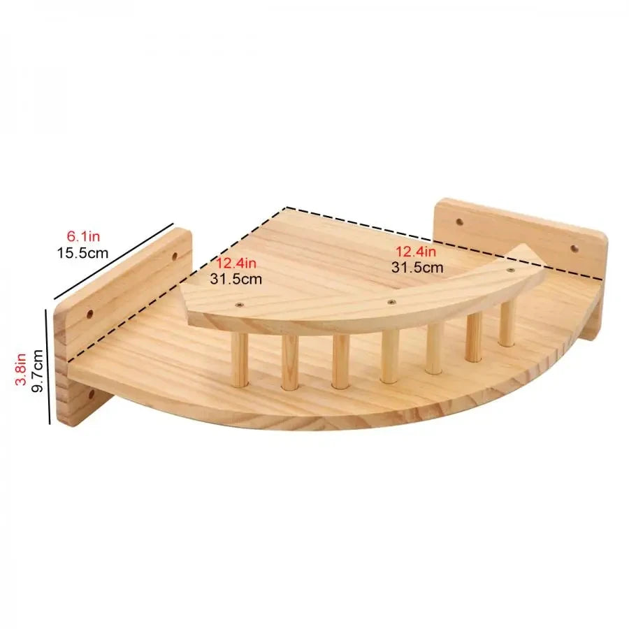 3/4Pcs Corner Hammock with Steps Set Wall Mounted Cat Tree Climbing Shelf For Indoor Cats Wooden Hanging Sleeping Bed Furniture