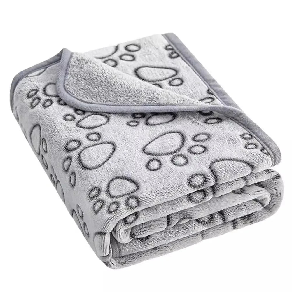 Pink Soft Fluffy Pet Blanket with Paw Print  Warm Comfortable Dog Cat Blanket Mat for Bed or Sofa High Quality Pet Accessories