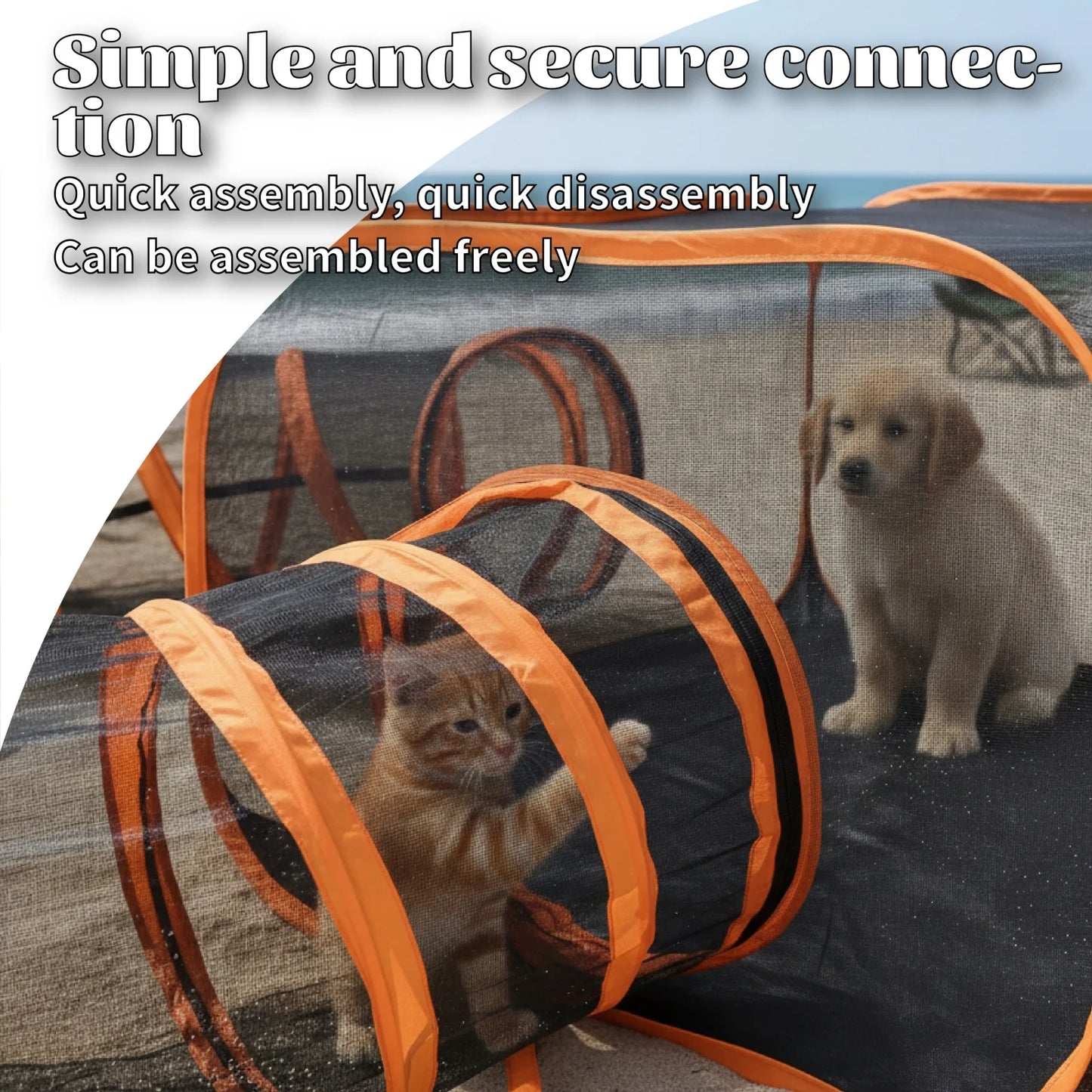 Large Portable Folding Pet Tent Play Area with Tunnel Outdoor Pet Shelter Set for Cats And Dogs