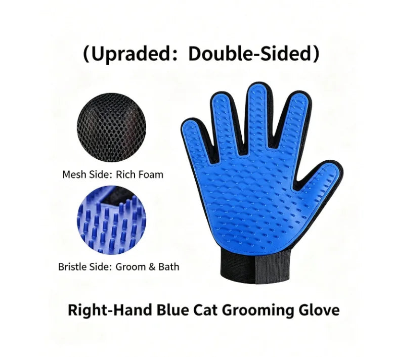 Pet Grooming Kit Pet Hair Remover Glove + Bath Brush Set Dog Cat Massage Shower Brush Pet Deshedding Glove For Dogs Cats