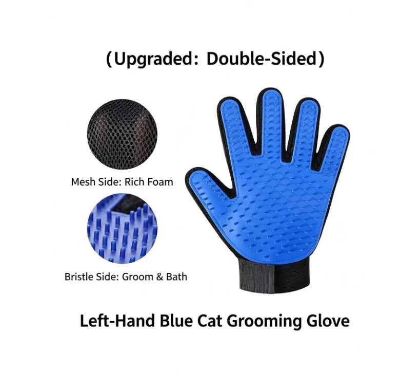 Pet Grooming Kit Pet Hair Remover Glove + Bath Brush Set Dog Cat Massage Shower Brush Pet Deshedding Glove For Dogs Cats