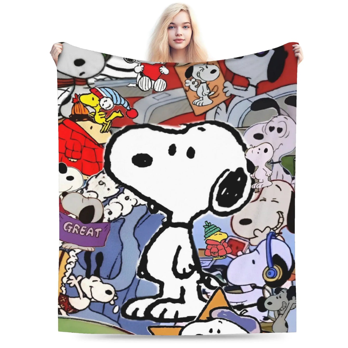 Snoopy & Woodstock Pattern Blankets  Fleece Funny Soft Throw Blankets for Bedspread  Winter