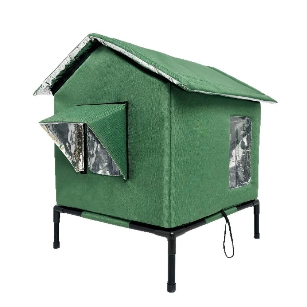Portable Waterproof Outdoor Cat Tent Folding Warm Cooling Dog Cave Moisture-proof Raised Base Pet Condos Cat Kennel