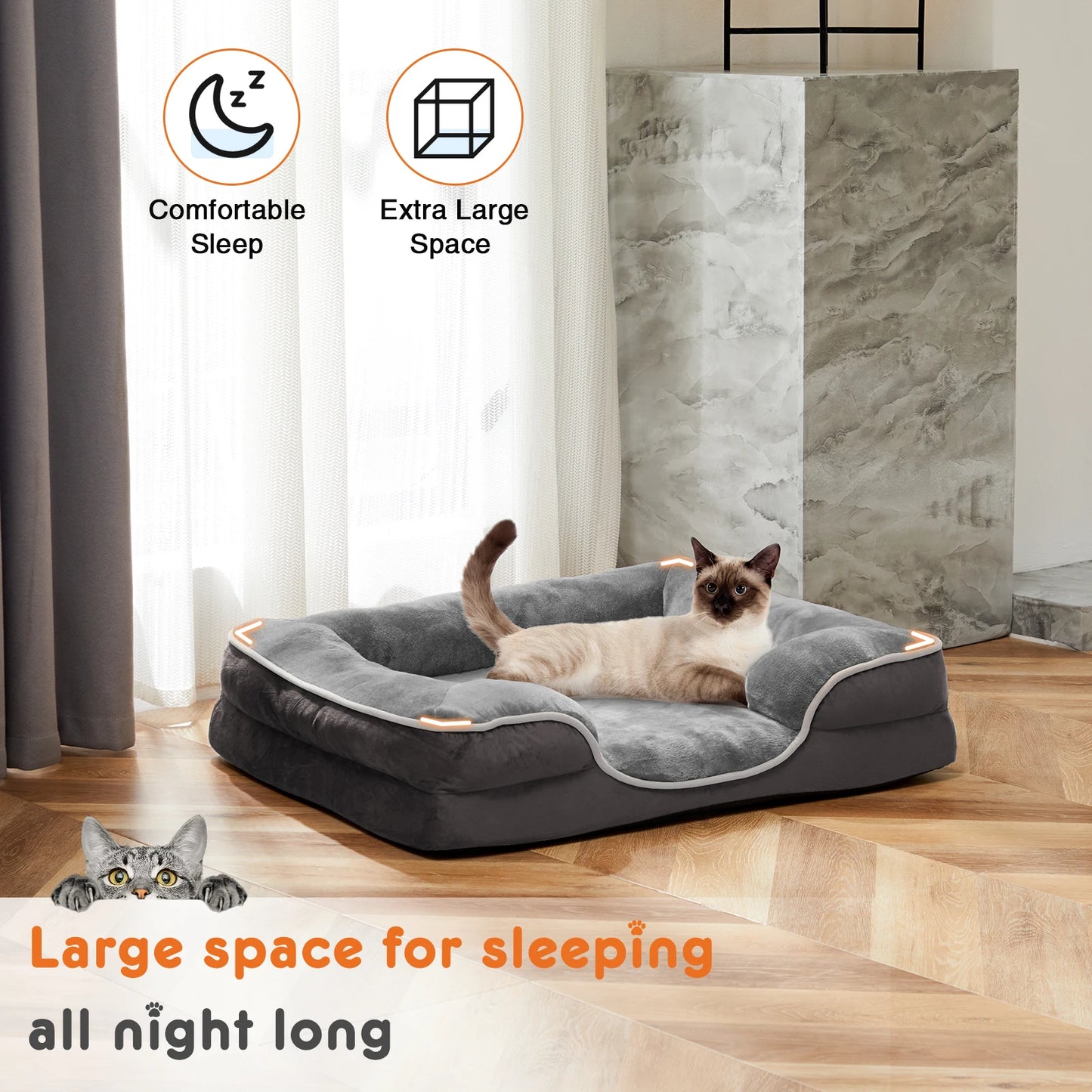 Othopedic Dog Bed Memory Foam Pet Bed for Small Dogs & Cats with Washable Removable Cover Non-Slip Base Waterproof Liner