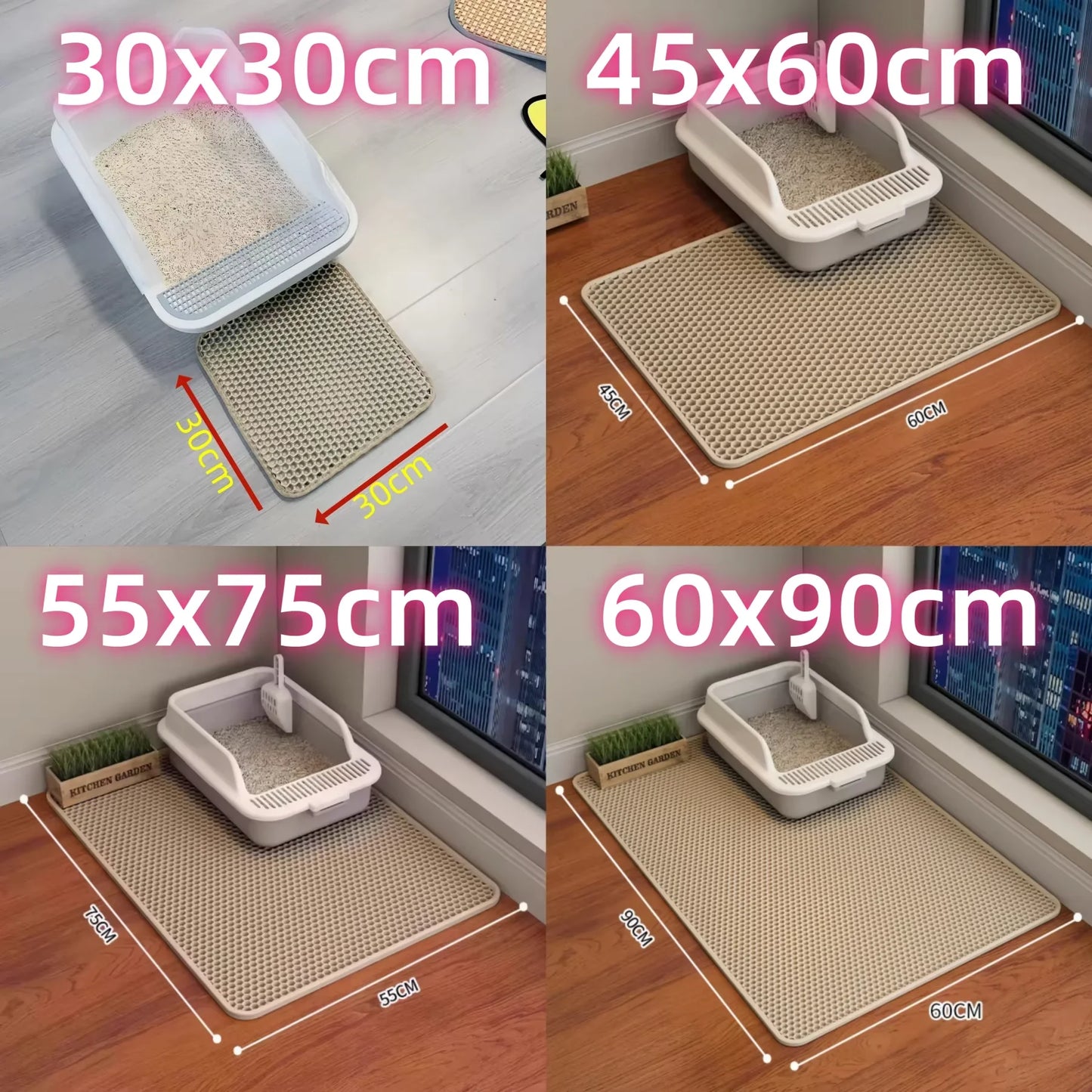 Extra Large Cat Litter Mat Heavy Duty Waterproof 2 Layer Non Slip Washable Pet Floor Protector Litter Box Sand Stopper